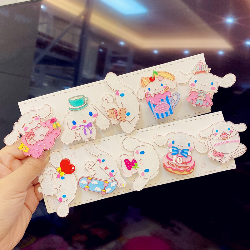 Japanese Cute Cartoon Cinnamon Dog Hairpin Small White Dog Girl Side Clip Dog Hairpin Hair Rope Rubber Band Soft Girl Hair Accessories