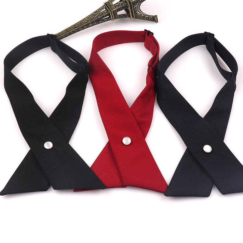 现货批发jk制服十字领结现货女士工作服纯色哑光交叉领结10色可选