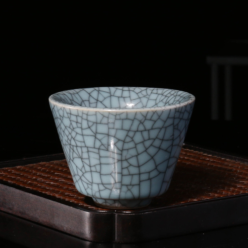 哥窑开片茶杯茶具陶瓷单杯办公家用复古单个主人杯喝茶冰裂品茗杯