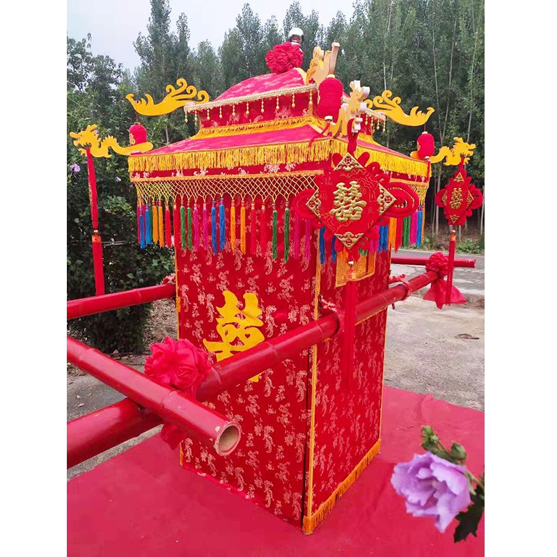 花轿八抬中式钢管折叠质婚庆出租新娘迎亲复大花古典轿子-阿里巴巴