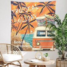 美式冲浪海滩野餐挂布露营拍摄背景布客厅房间宿舍装饰挂毯挂画