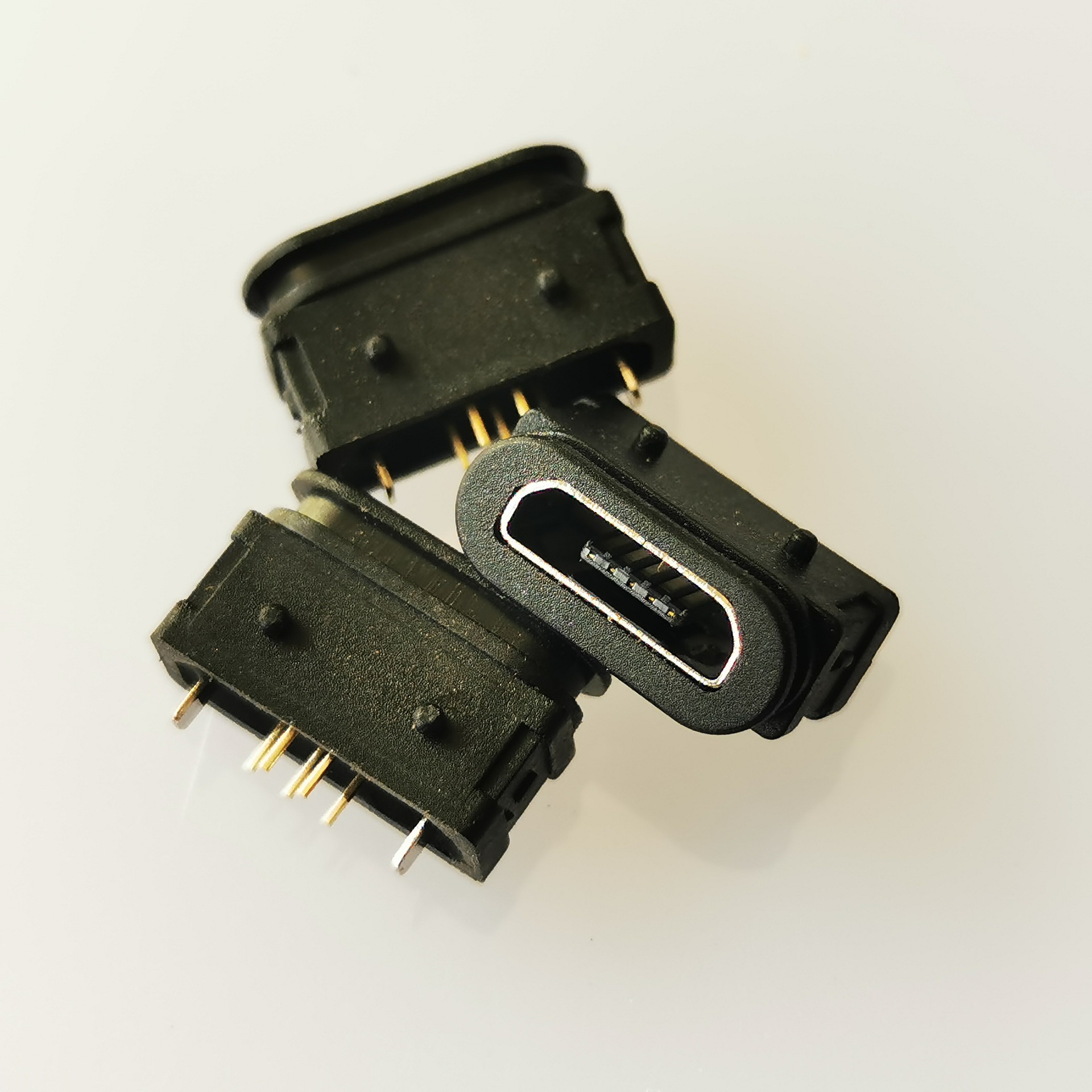 防水micro 5p母座 180度立式插板dip 立插防水母座 带定位柱