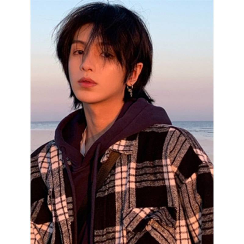 狼尾假发男短发帅气网红鲻鱼头发潮流男女通用蓬松自然全头套式