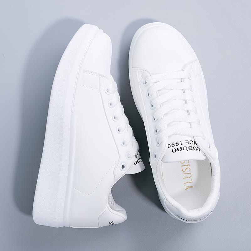 Women's Shoes All-Match White Shoes Women's Thick Bottom 2022 Spring Tide Flat Shoes White Casual Shoes Breathable Board Shoes