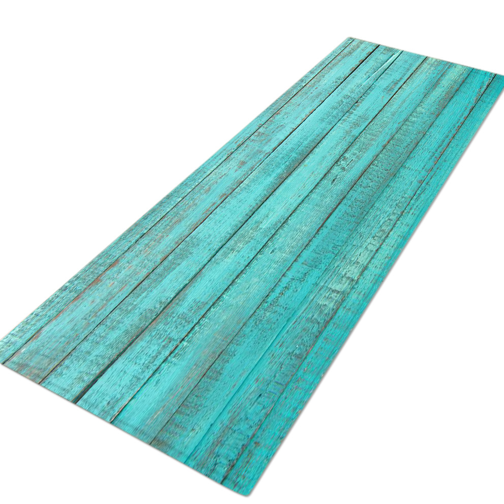 Colored Wooden Board Kitchen Pad Foreign Trade Flannel Floor Mat Absorbent Bathroom Non-Slip Mat Bedroom Doormat