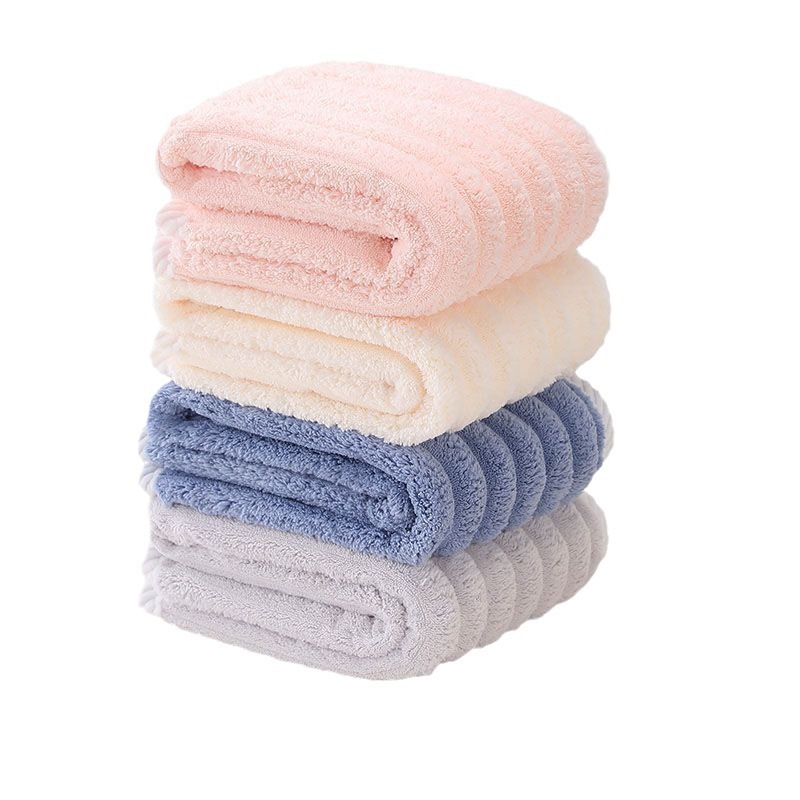 Independent New Candy Strip Covered Coral Velvet Towel Thickened Soft Absorbent Lint-Free Adult Home Use Bath