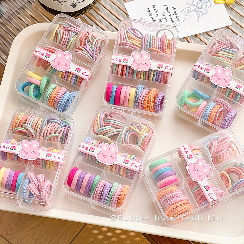 Children's Flower Rubber Band Cute Not Hurt Hair Rope Rubber Band Girls' Storage Box Mini Small Hair Clip Girls' Hair Accessories