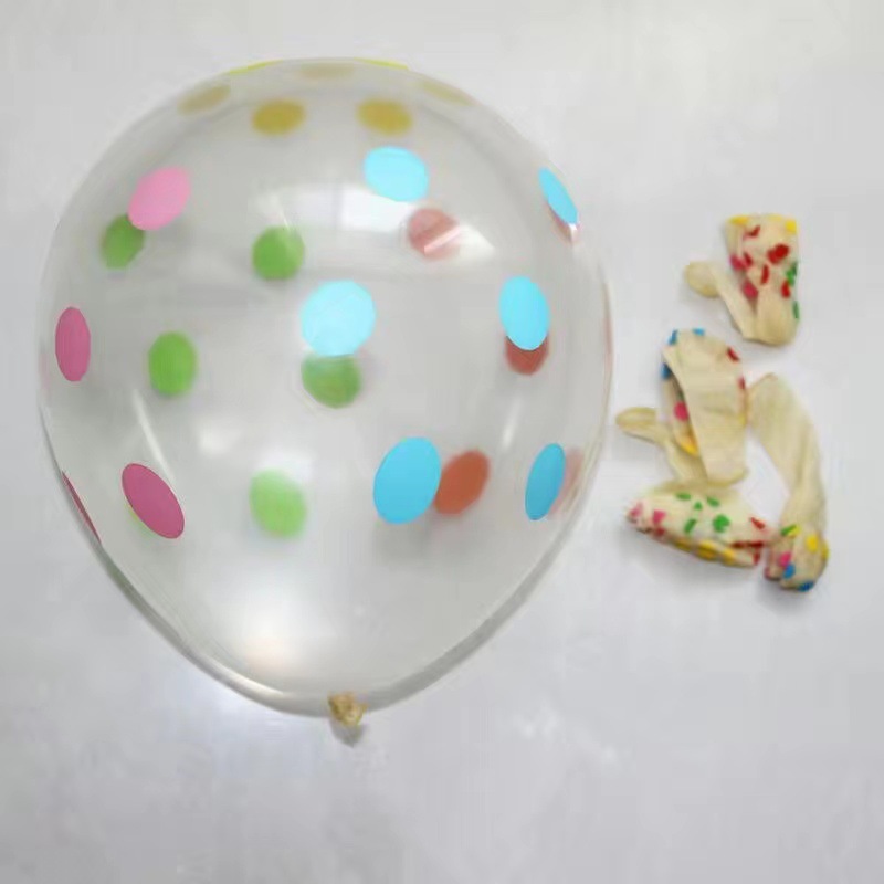 Bounce Ball Party Printing Polka Dot Balloon Birthday Decoration Colorful Transparent Rubber Balloons Layout Children's Birthday