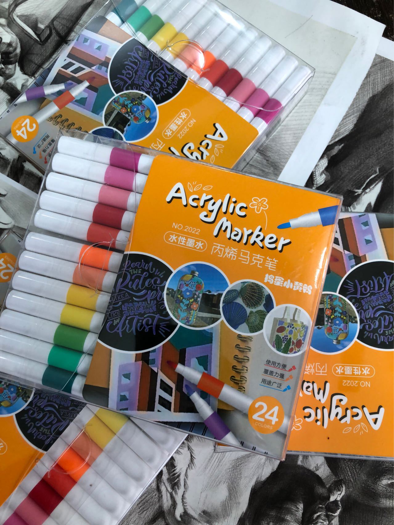 Factory Direct Sales Acrylic Marker Pen Set Water-Based Student Doodle Painting Ceramic Painting Pen Quick-Drying Waterproof Wholesale