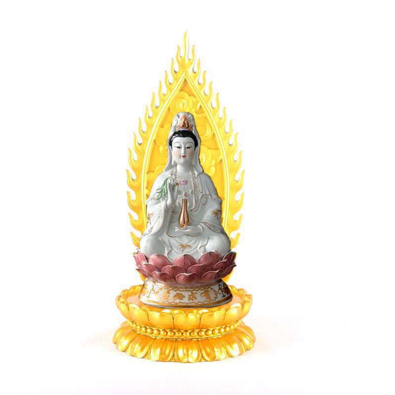 家用供奉观音菩萨底坐佛像底托加高佛坐实木背光金色莲花底座摆件