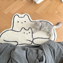 跨境小奶猫咪地垫儿童房可爱卡通床边地毯加厚防滑吸水ins地垫