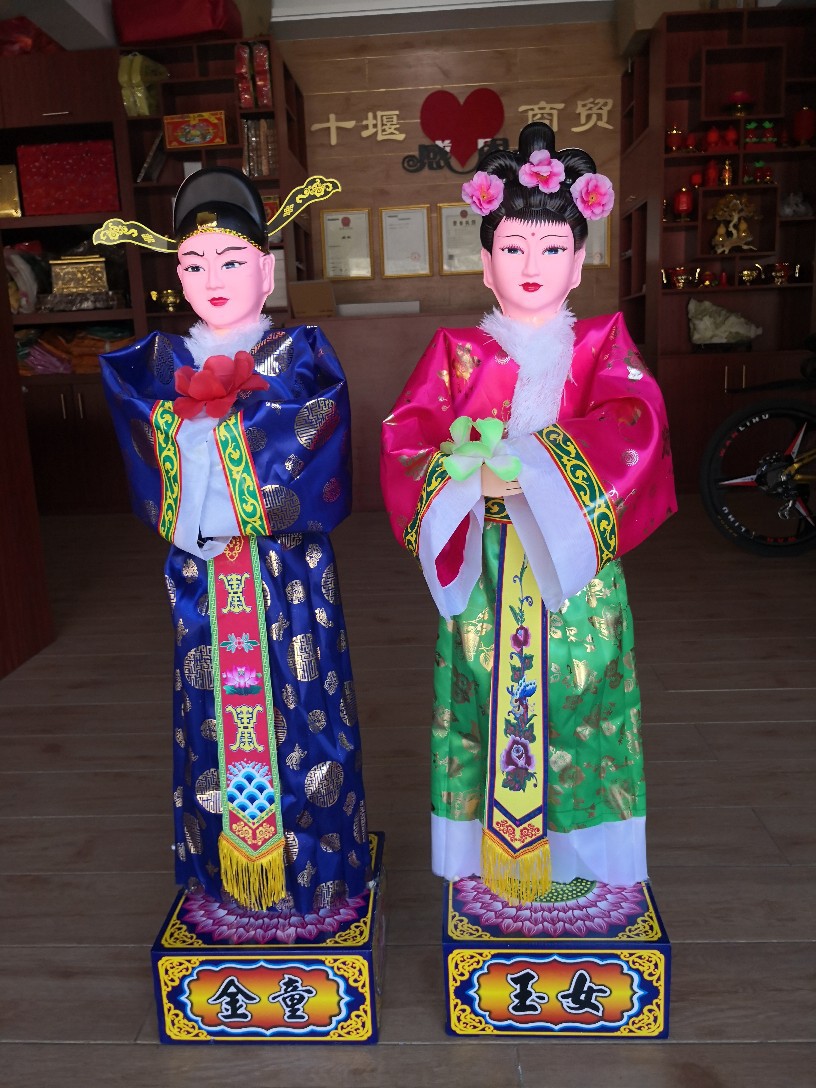 厂家直销殡葬用品电动鞠躬童男童女出租焚烧设灵堂祭祖金童玉女