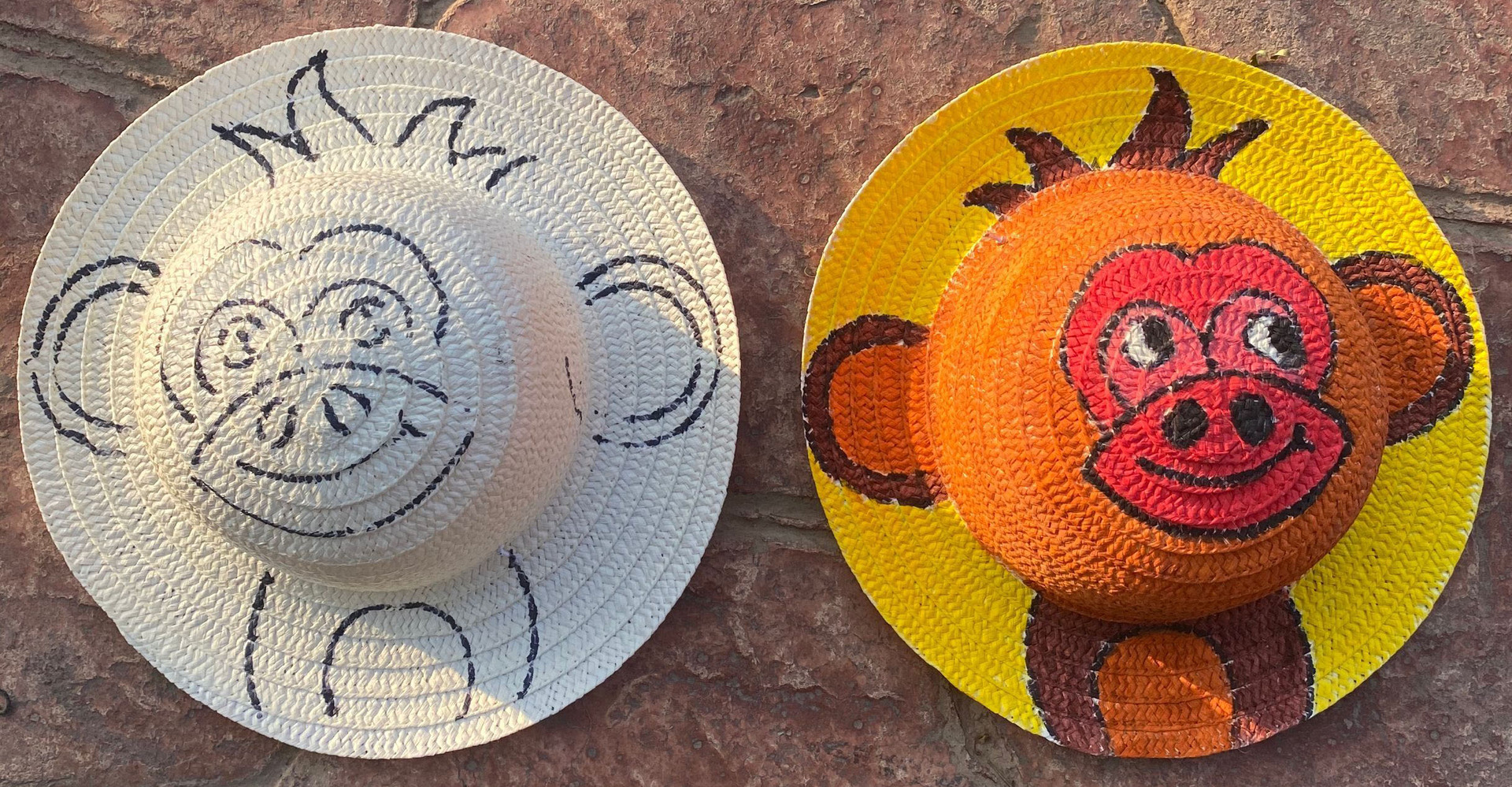 大童成人绘画草帽儿童地摊35cm涂鸦草帽diy地摊货源手工制作材料