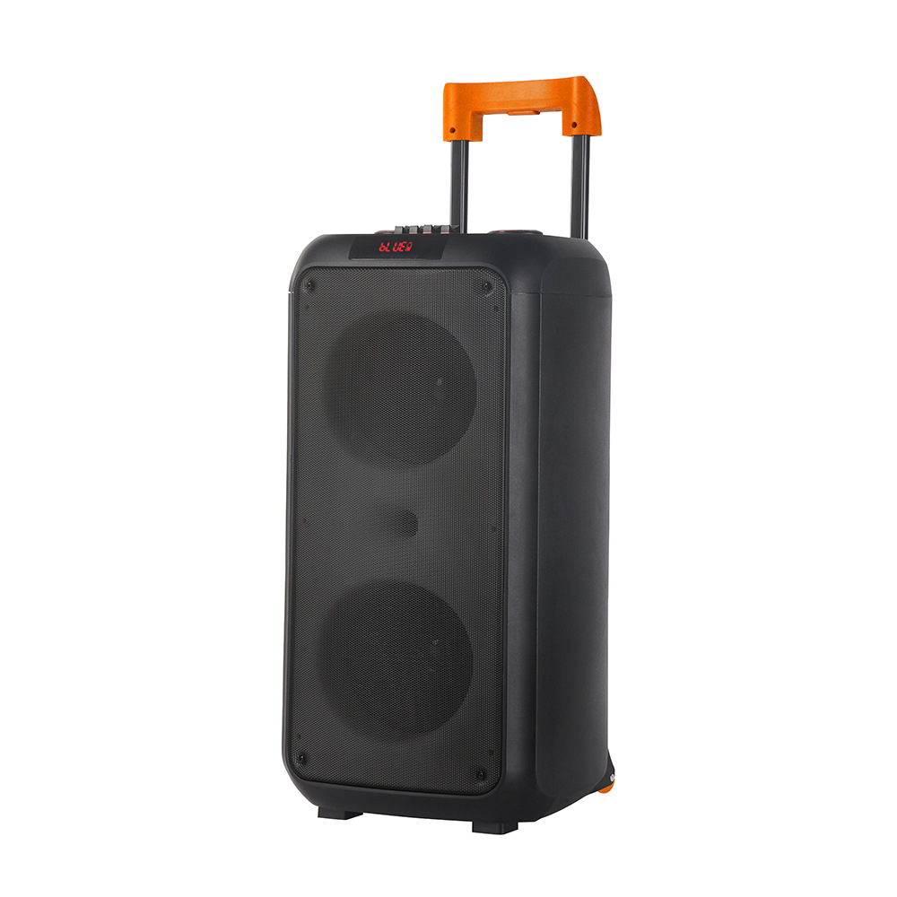 NDR-1095Q Double 8-Inch Outdoor Pull Rod Bluetooth Speaker Square Dance High Power 40W Flame Light Speaker