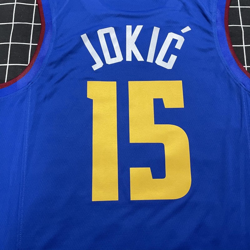 掘金队15号约基奇球衣 1号小波特27号穆雷 城市版雪山黑色白色sw