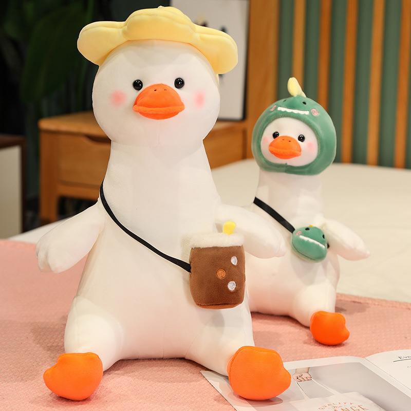 跨境新品大白鹅公仔变身大鹅毛绒玩具鹅疯了玩偶抱枕生日礼物批发