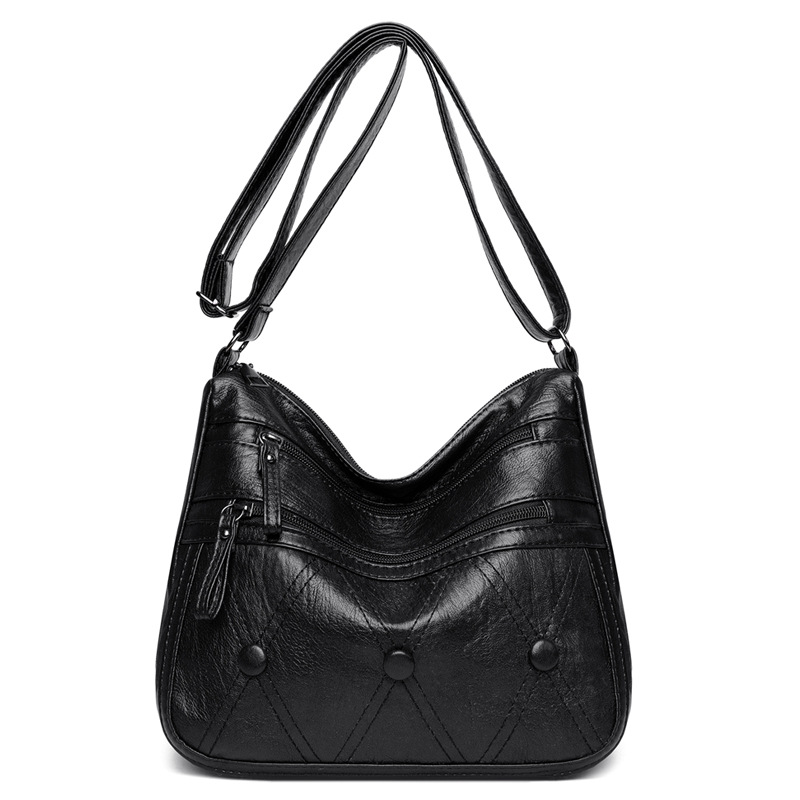 Bag Women's Bag 2023 New Fashion Soft Leather Mom Bag Leisure Large Capacity Shoulder Bag Middle-Aged Women's Cross-Body Bag