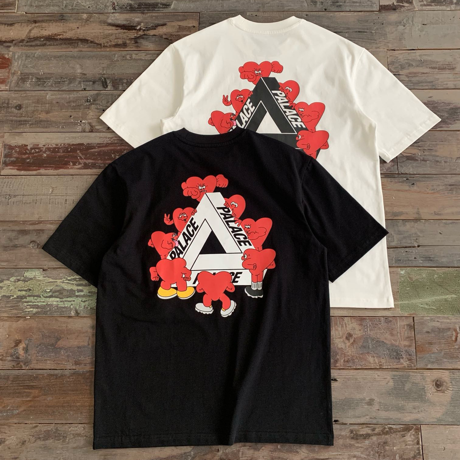 王一博罪爱潮牌palace24ss爱心小人三角印花短袖t恤男女款情侣装