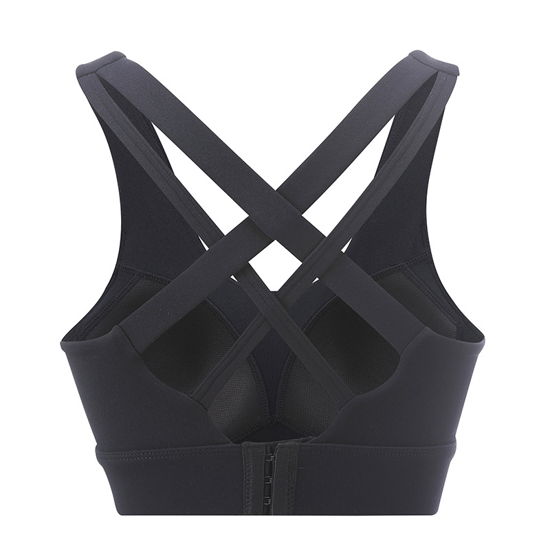 One-Piece Chest Pad Adjustable Cross Beauty Back Exercise Bra Fixed Cup Shockproof Yoga Fitness plus Size Underwear