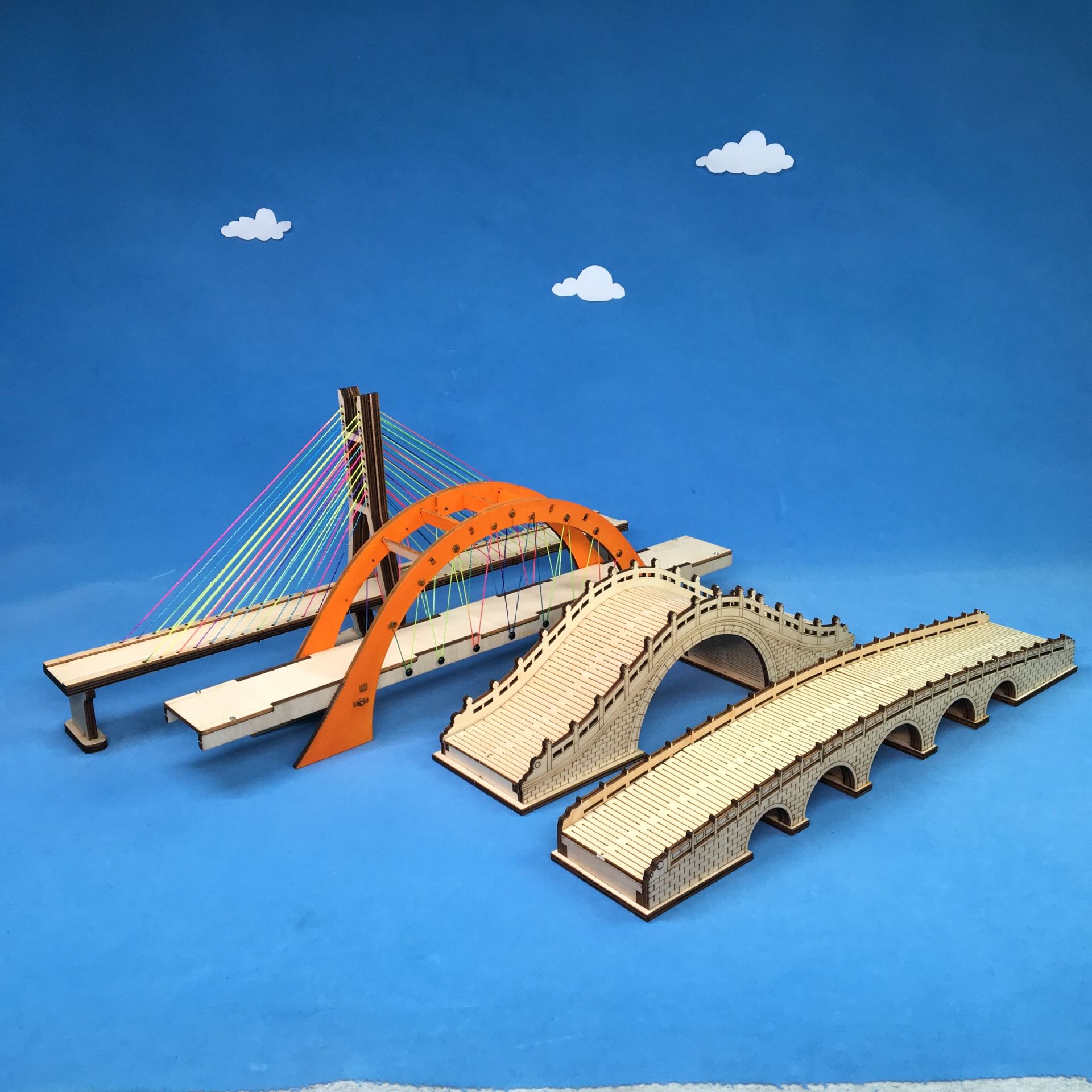 桥梁模型手工制作材料包diy现代桥套材木制仿古拱桥园林沙盘耗材