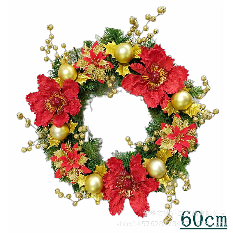 DSEN Cross-Border E-Commerce Manufacturers Supply 2022 Christmas Decorations Handmade Garland Red Christmas Flowers Pine Needle Garland