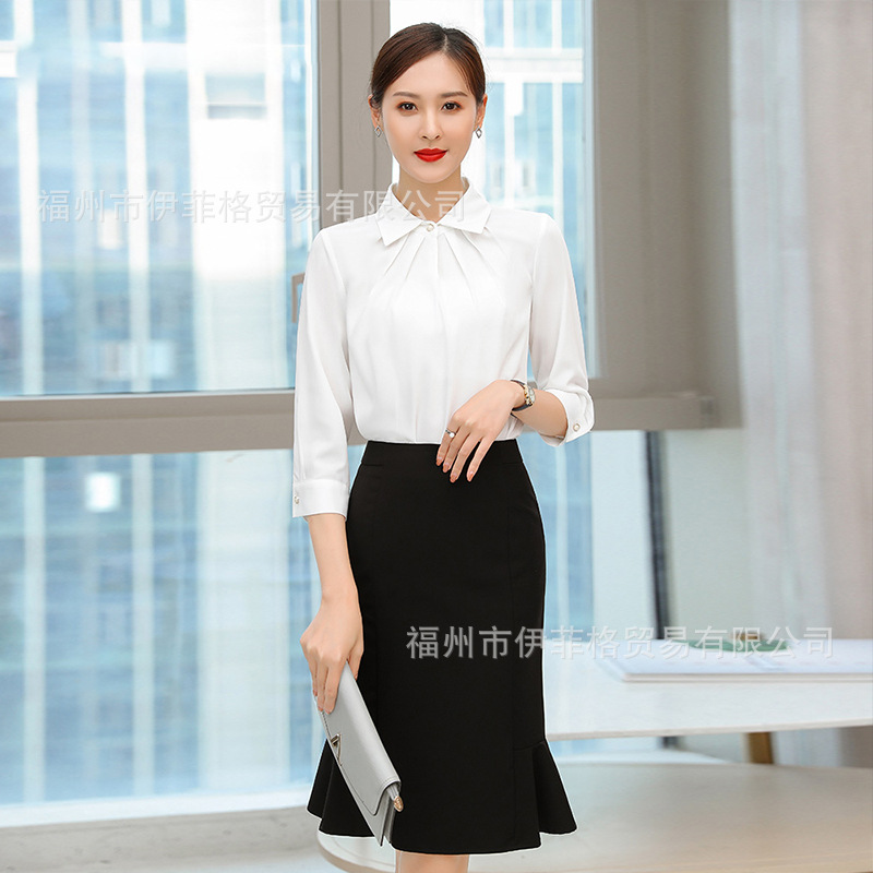职业套装女24年夏季白衬衫时尚气质面试正装女神范白领通勤工作服