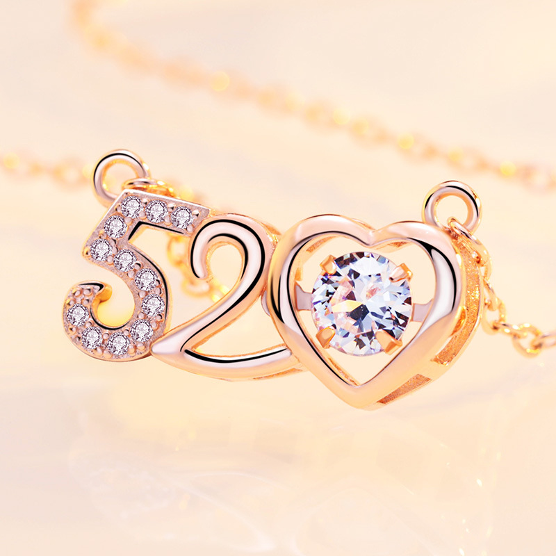 520项链 情人节礼物爱情信物 爱人赠礼小众轻奢 镀玫瑰金项链