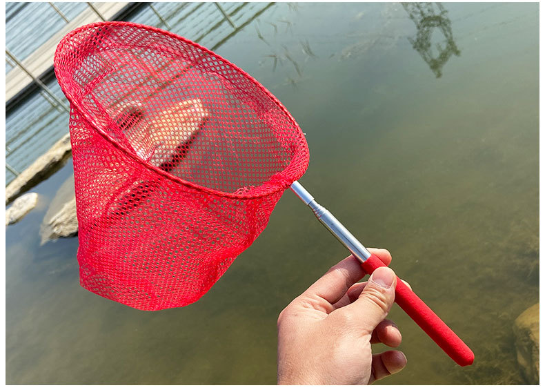 儿童抄网可伸缩不锈钢小抄网玩具捞鱼网兜捕虫抄网彩色伸缩小抄网