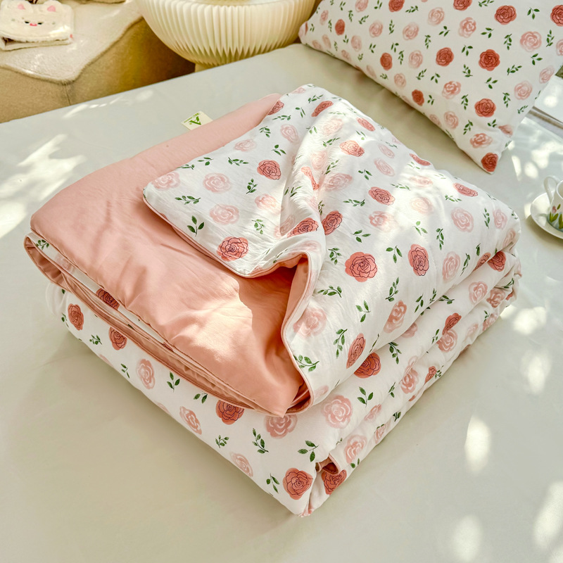 Class a Maternal and Child-Grade Summer Cool Quilt Double-Layer Yarn Summer Quilt Children's Air Conditioning Quilt Student Dormitory Single Double Summer Thin Quilt