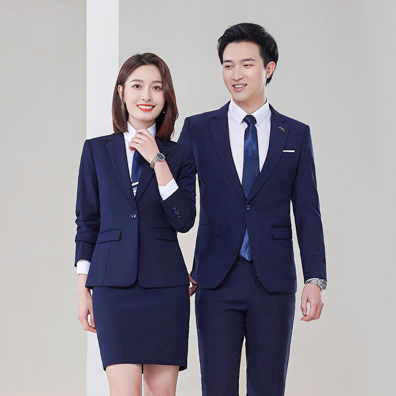 西服套装男女同款职业灰色商务酒店正装三件套秋冬季修身西装工装