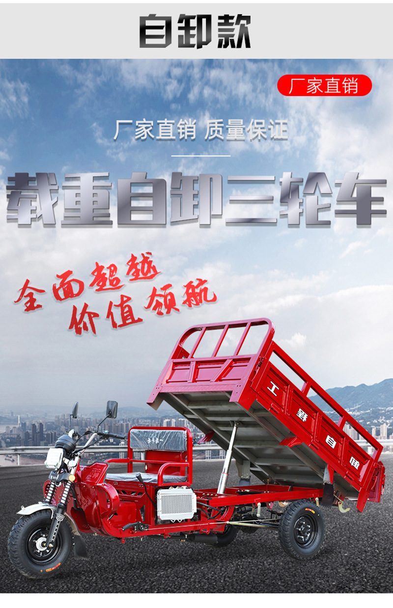 宗申发动机汽油三轮摩托车燃油家用农用自卸载重王汽油三轮车
