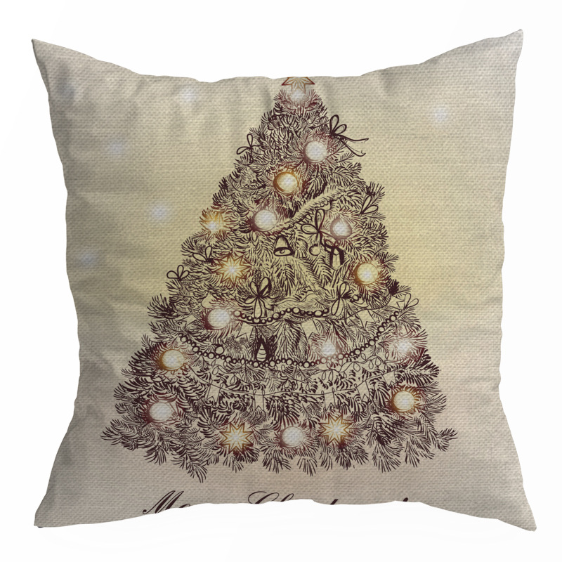 New Christmas Snowman Linen Pillow Cover Christmas Tree Holiday Decoration Cushion Cover Home Sofa Car Throw Pillowcase