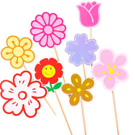六一儿童节微笑向日葵花朵蛋糕装饰小红花插牌插件花朵生日插卡