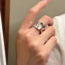 跨境S925纯银韩版质感弧形重工基础款戒指韩国风简约时髦指环银饰