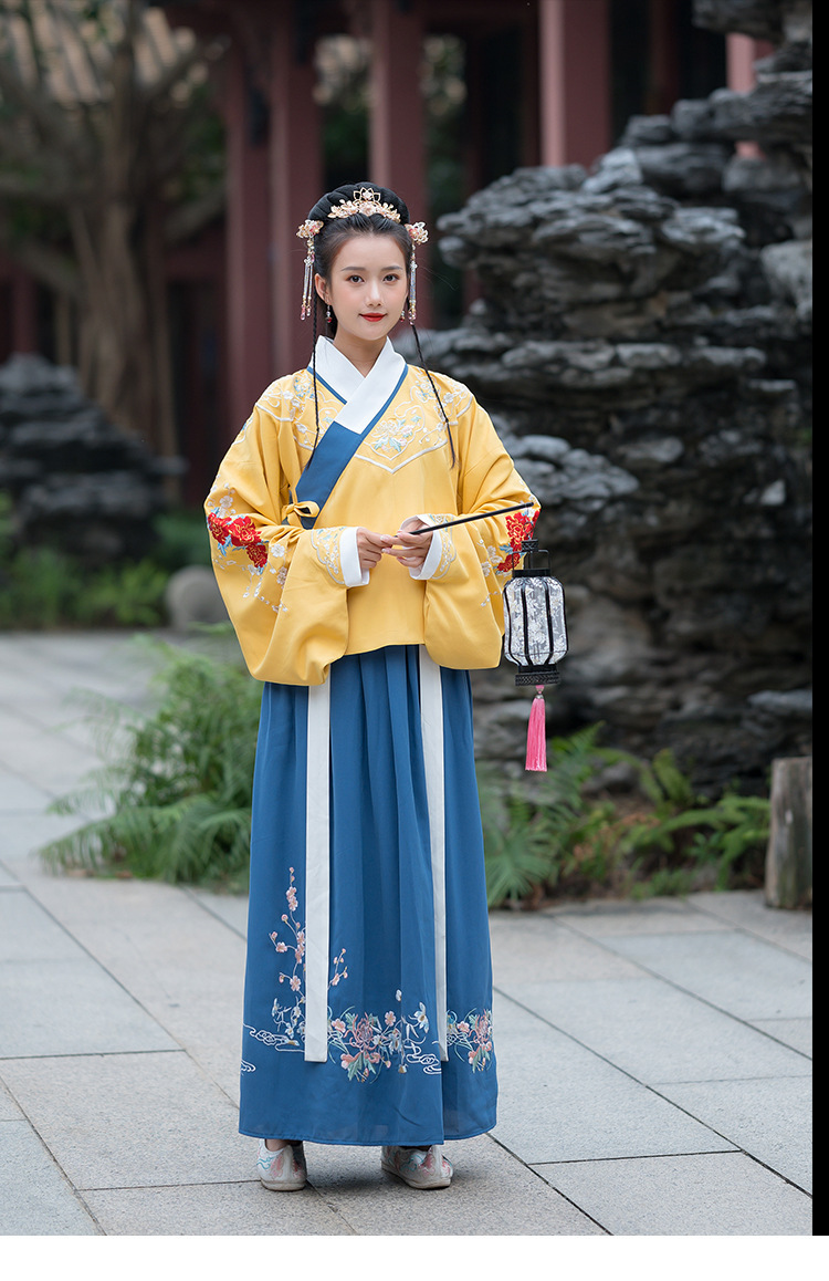 汉服女成人古装春秋新品 双层上袄改良下裙两件套改良汉元素学生