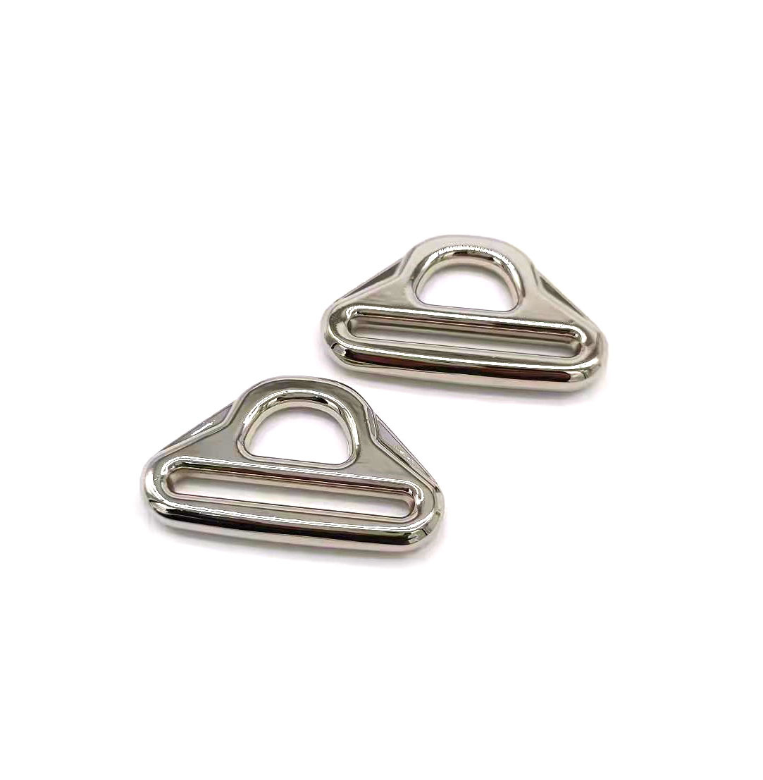 锌合金压铸40mm三角d扣 挂镀白呖 订制手袋五金配件