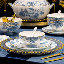 景德镇高档碗盘碟子家用高档单个陶瓷吃饭碗面碗新中式骨瓷餐具