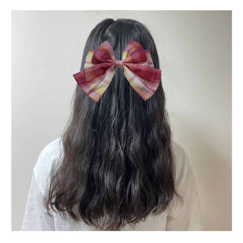 2021新款日系格子浩海学生学院风jk蝴蝶结后脑勺大肠发圈发带领结