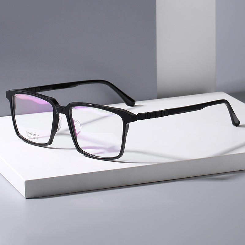 深圳高密度板材眼镜9637全框商务眼镜框男女方框长城腿纯钛眼镜架