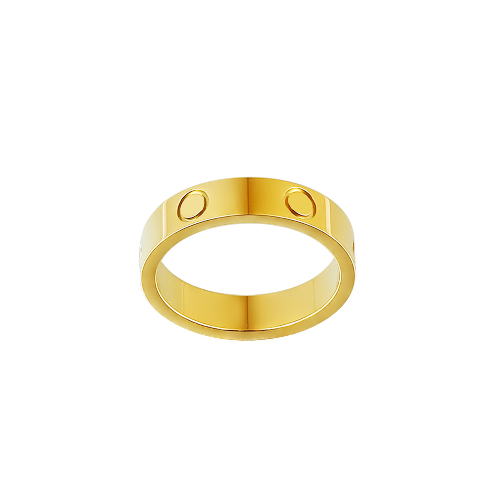 Factory Direct Sales Khaki Ring Fashion Titanium Steel Electroplated Couple Couple Rings Khaki Diamond-Free Three-Diamond Stainless Steel Ring