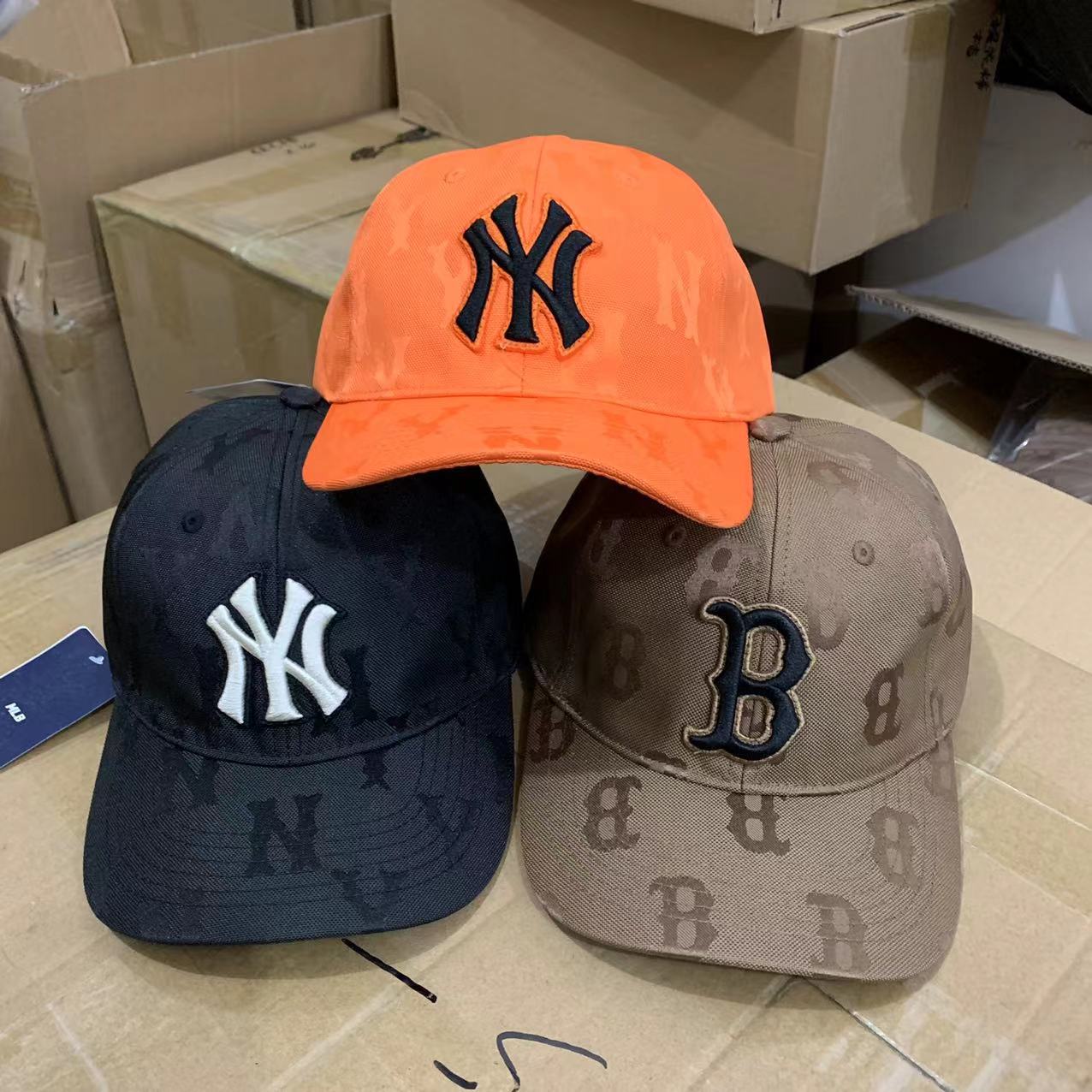 韩版21新大标暗纹老花硬顶弯檐帽棒球帽字母刺绣b标街头男女运动