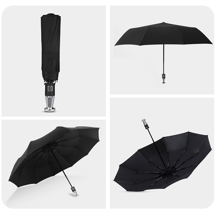 Full-Automatic 10-Bone Tri-Fold Vinyl Umbrella Rolls-Royce VIP Folding Double Business Men's Gift Advertising Umbrella