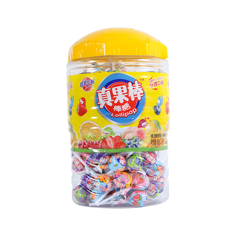 雅客天天棒货批发儿童糖果多口味真果棒硬糖120支桶装休闲零食