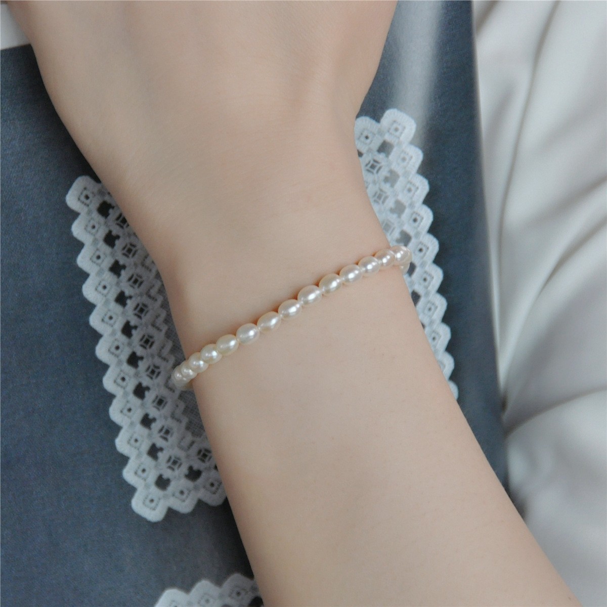 High-Grade Natural Pearl Bracelet Blessing Card Ins Special-Interest Design Bracelet Female Student Mori Style Fu Character Bracelet Internet Celebrity