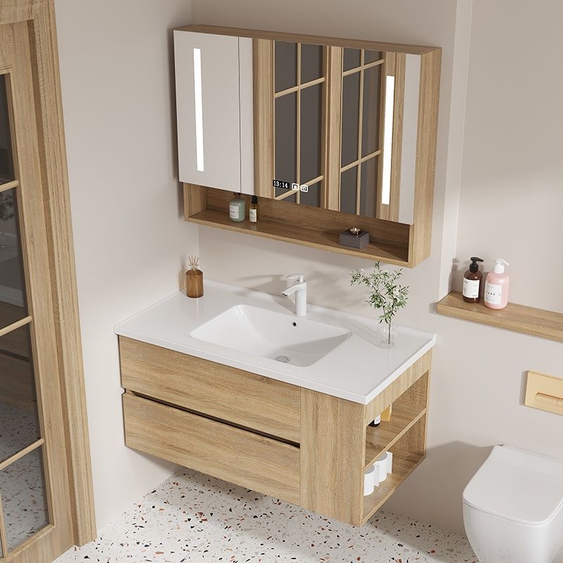 Bathroom Cabinet Combination Modern Simple Hand Washing Integrated Ceramic Pool Washbasin Set Bathroom Nordic Washstand