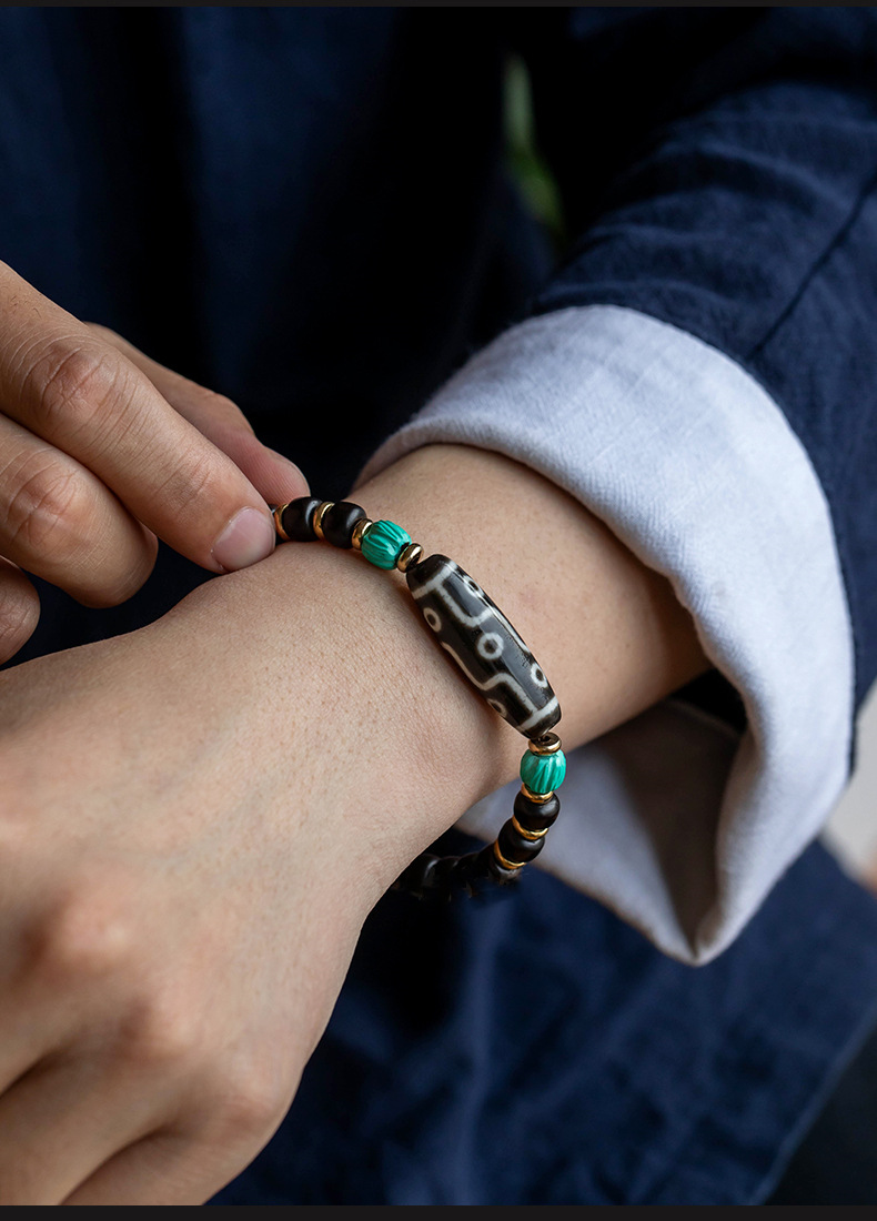 松石回纹珠玛瑙九眼天珠椰蒂菩提手串男女文玩手链一件代发