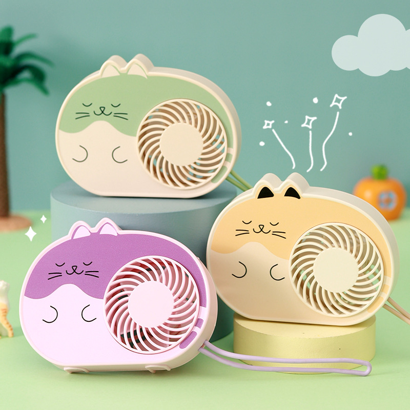 新款卡通萌宠手持风扇 usb随身便携迷你小电风扇礼品外贸跨境logo