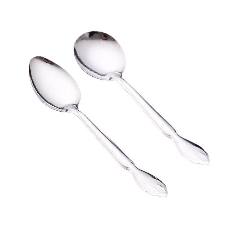 Household 410 Stainless Steel Feather Handle Spoon Pointed Spoon Restaurant Stainless Steel round Head Dessert Coffee Stir Spoon