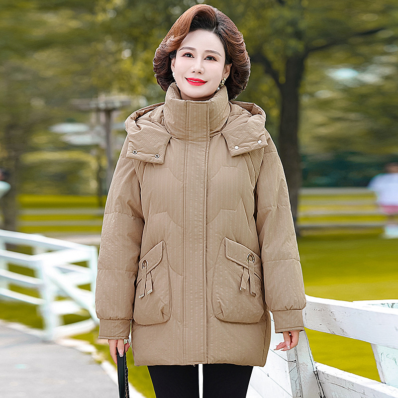 50-70岁中年女装妈妈装纯色棉服女外套款23年冬装加厚中长款棉袄