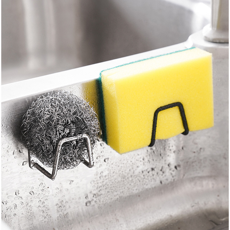 Sponge Commodity Shelf Stainless Steel Kitchen Supplies Sink Steel Wire Ball Scouring Pad Shovel Storage Drain Rack Punch-Free